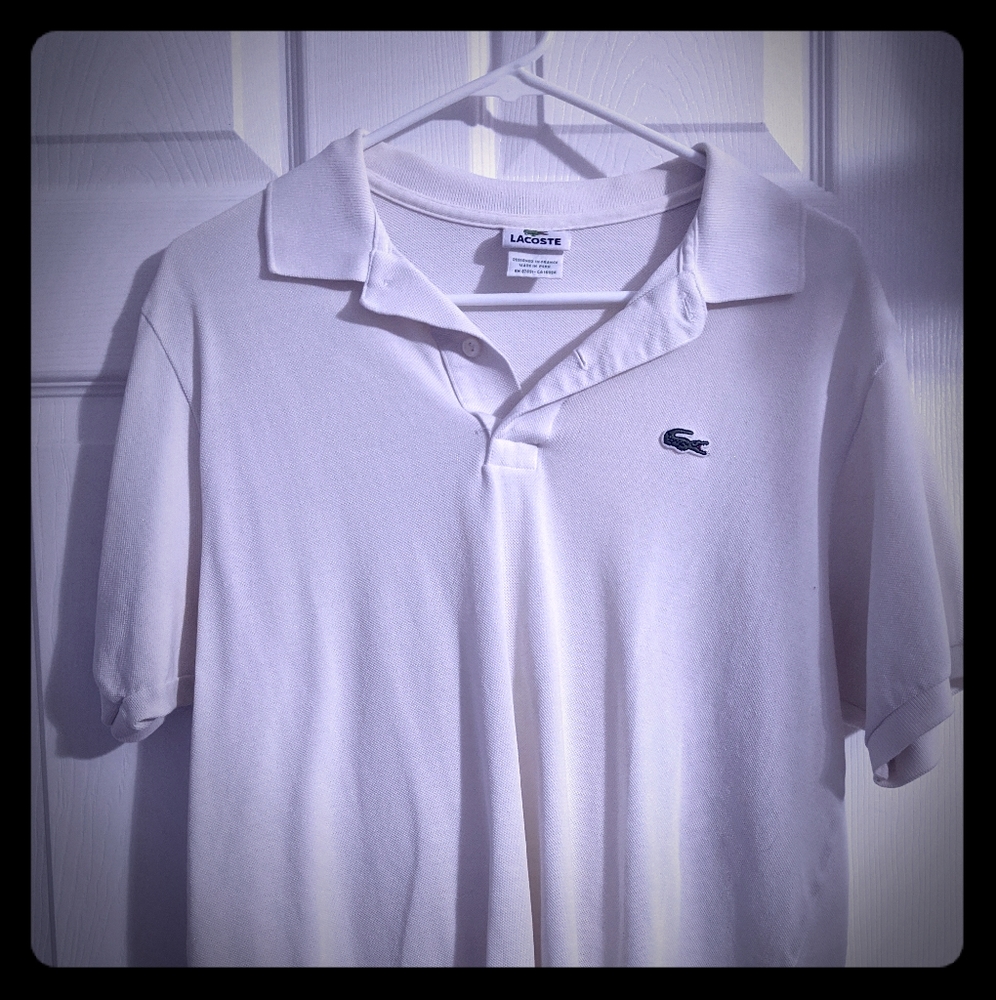 Men's white Lacoste size 5 polo t-shirt